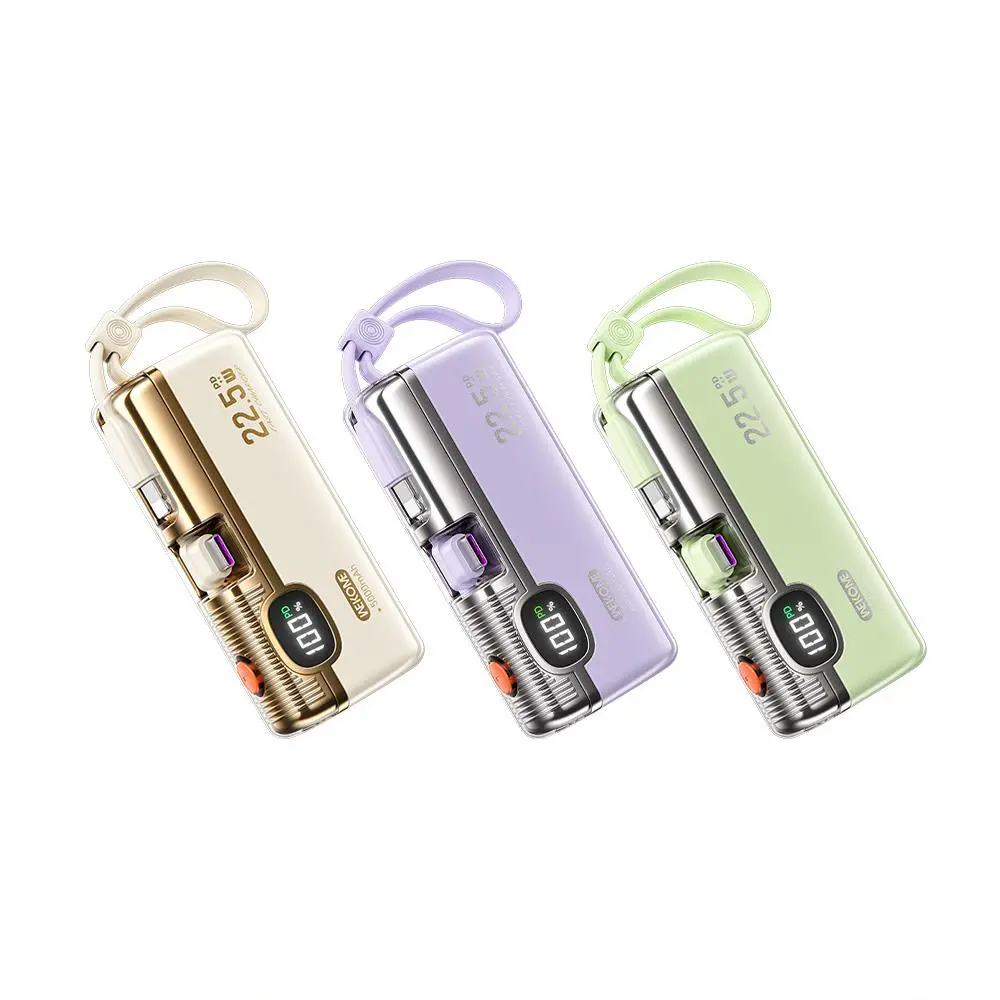 22.5W Fast Charging 5000mAh Mini Portable Power Bank for Mobile Phones, Smartphones and Devices, 3-Output with Digital Display, Lightweight Compact Mobile Phone Accessory, Ideal Holiday Gift, Travel Essential
