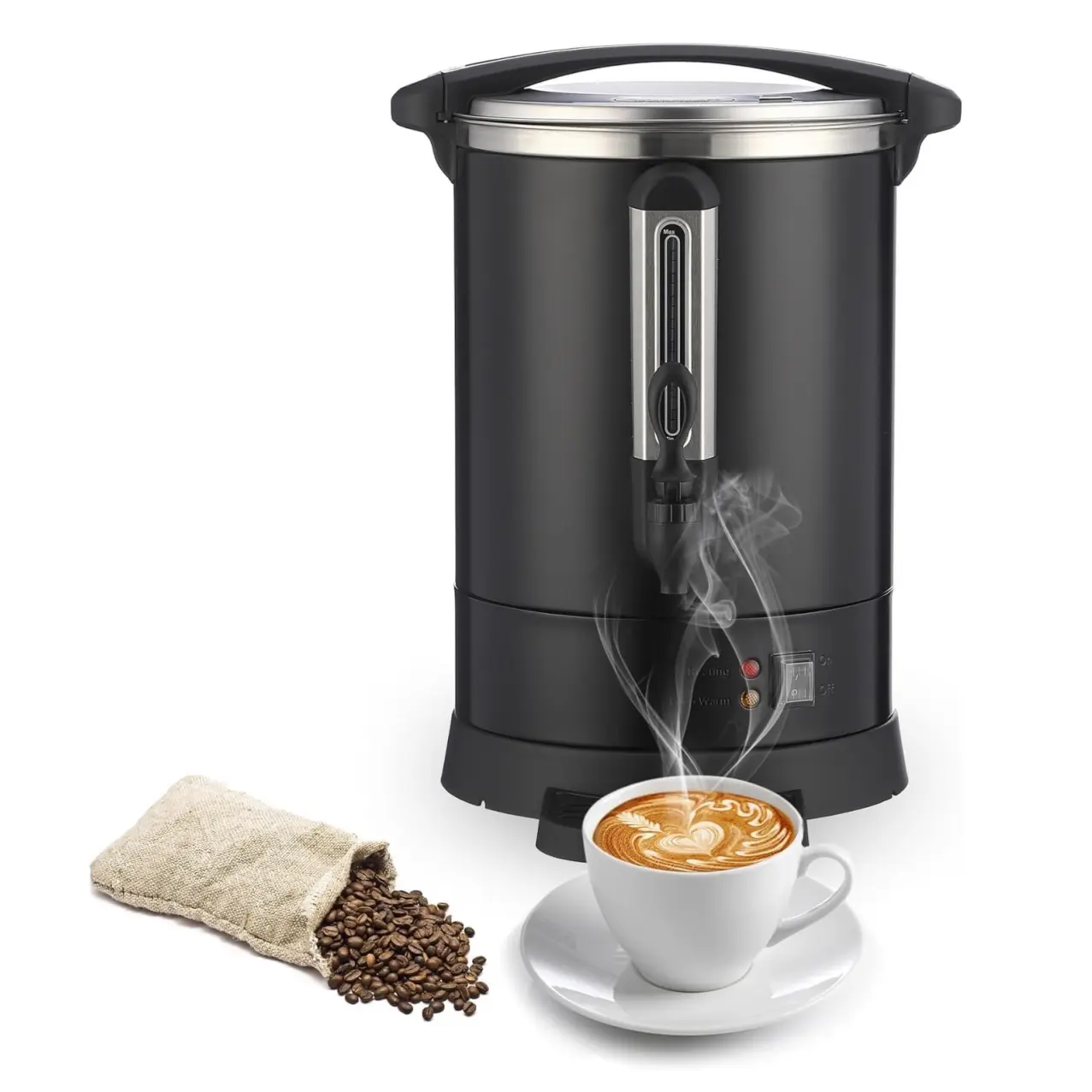 18L Large Capacity Coffee Maker–Stainless Steel Percolator Pot Dispenser, Commercial Coffee Maker Urn with Fast Brew&Heat Maintenance for Big Parties