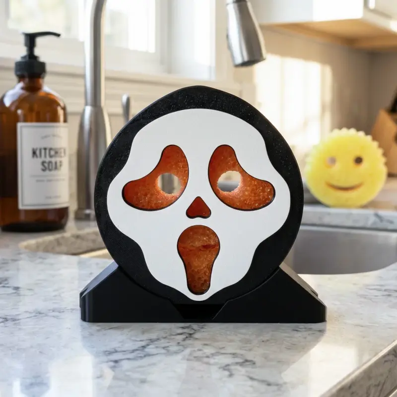 Screaming Ghost Sponge Holder with Drainage - FitsScrub Daddy & Scrub Mommy, Horror CharacterFigurines, Spooky Kitchen Decor, Gift for ScreamFans