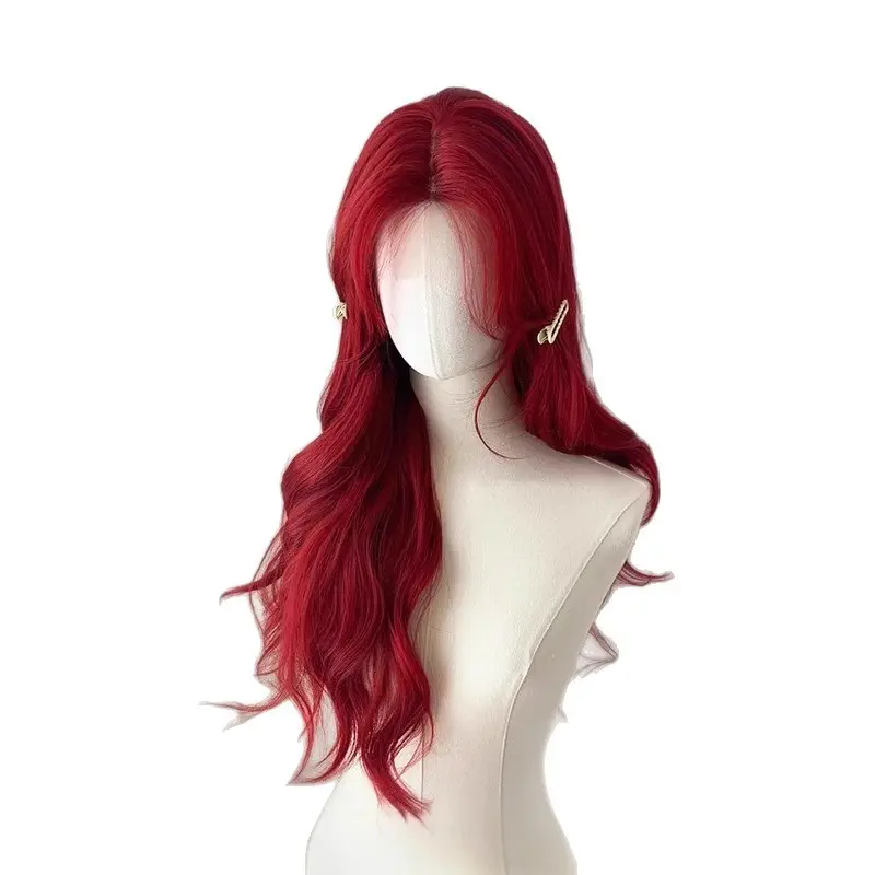 Full-Head Cosplay Wig for Women, Long Curly Lolita Style with Center Part, Hand-Tied Hairpiece in Multiple Colors, Curly Hair