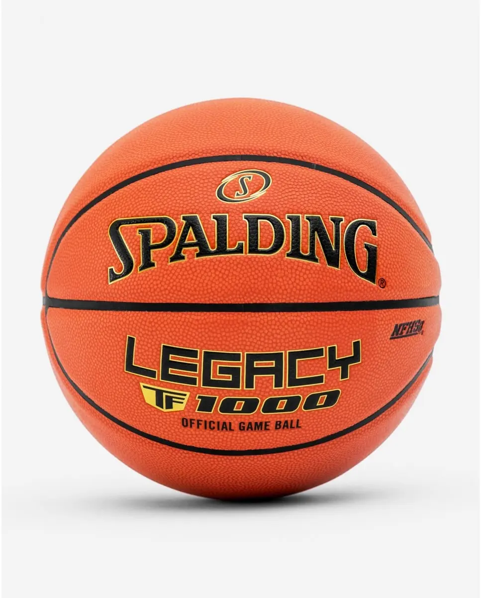 Spalding 29.5 in. Legacy NFHS Indoor Game Basketball, Orange, Synthetic, Deep Channel Design, Nylon Windings, for College & High School Athletes, Basketballs, College Athletes, Superior Control, Regulation Size Basketballs