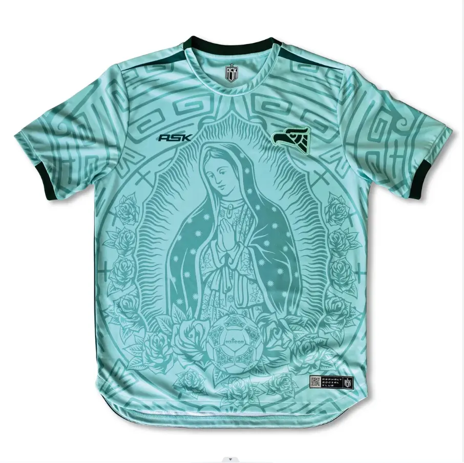 [HotToday] - Mexico Inspired Soccer Jersey – Aqua Rose Graphic Football Shirt, Unisex Fan Apparel