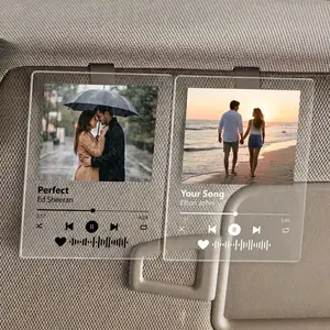 Personalized Spotify Song Photo Car Visor Clip, Couple Music Photo Gift, Drive Safe Gift For Boyfriend Girlfriend, Anniversary Gift