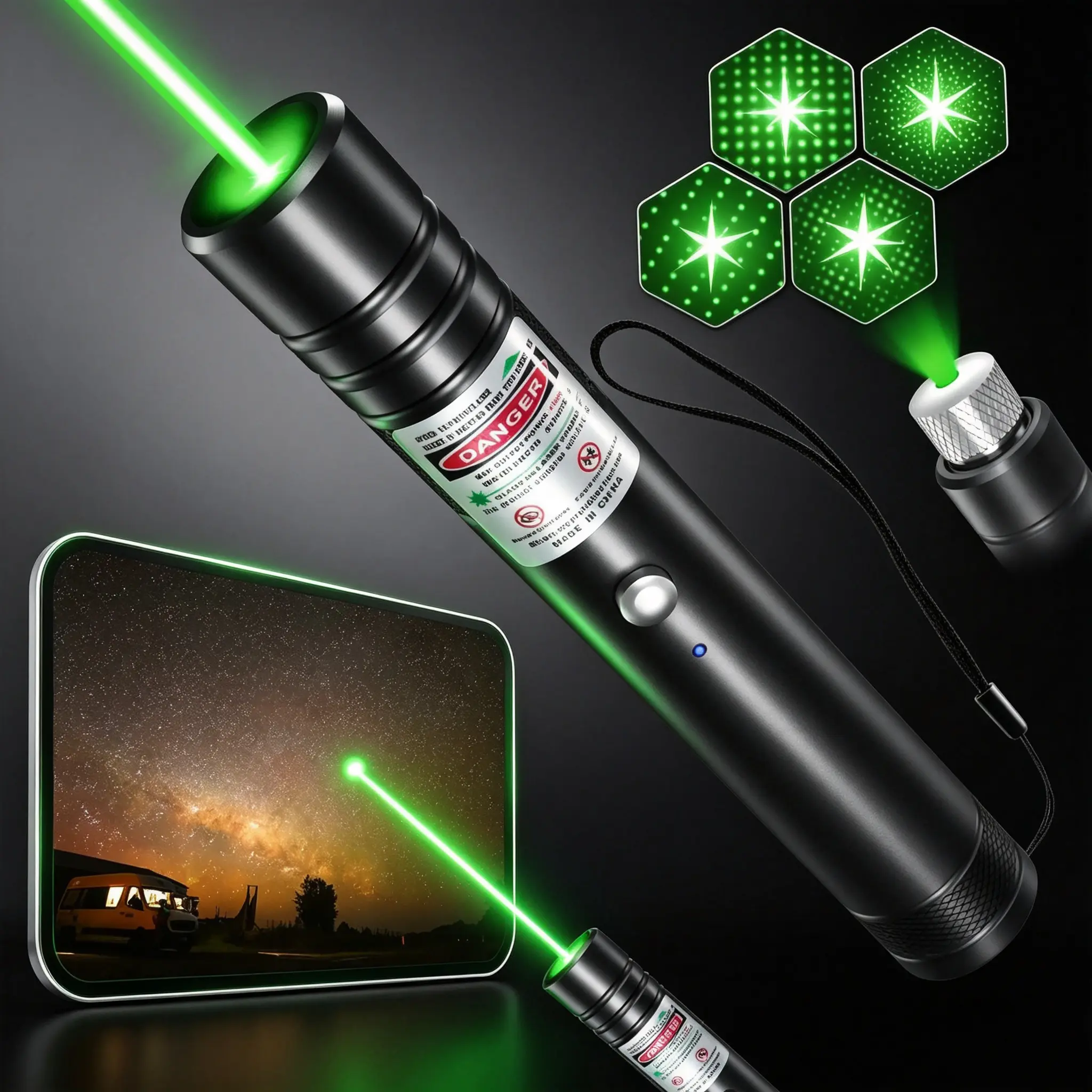 Rechargeable Green Light Laser Toy for Cats & Dogs, Handheld Multi-Use Green Pointer, Works for Office Presentation, Outdoor, Astronomy, Construction & TV LED LCD Screens