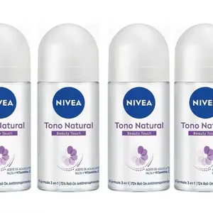 Nivea Beauty Touch 4 Pack Roll-On Antiperspirant 3en1 Tono Natural 72hr Protection 50ml Each Deodorant Personal Care