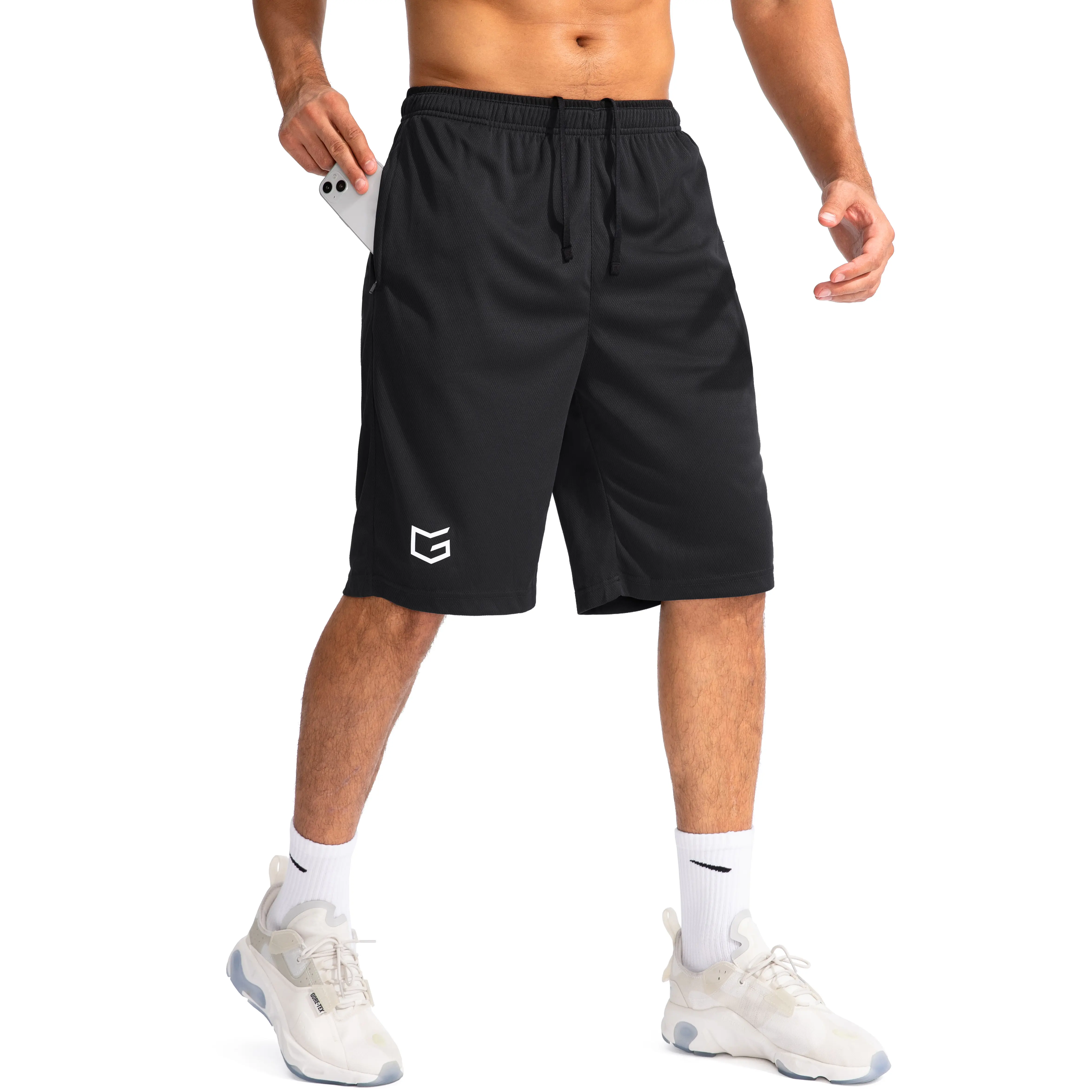 G Gradual Men’s 11" Long Drawstring Athletic Shorts - Lightweight, Quick Dry, Zipper Pockets - Men’s Fitness Jogging Shorts for Gym, Summer,travel essentials,camping essentials