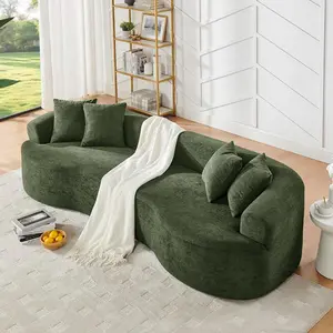 Eyisean 113'' Chenille Curved Sofa Sectional, Modern 4-Seater Boneless Couch with Removable Sofa Cover & Non-Slip Base, 4 Throw Pillows, No Assembly Required, Oversized Cloud Couches for Living Room, Apartment