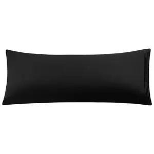 PiccoCasa Brushed Microfiber Body Pillow Pillowcase for Adults, Soft Breathable Long Pillow Cover with Embroidery, Body Pillow Cover with Envelop Closure 20"x54" Black