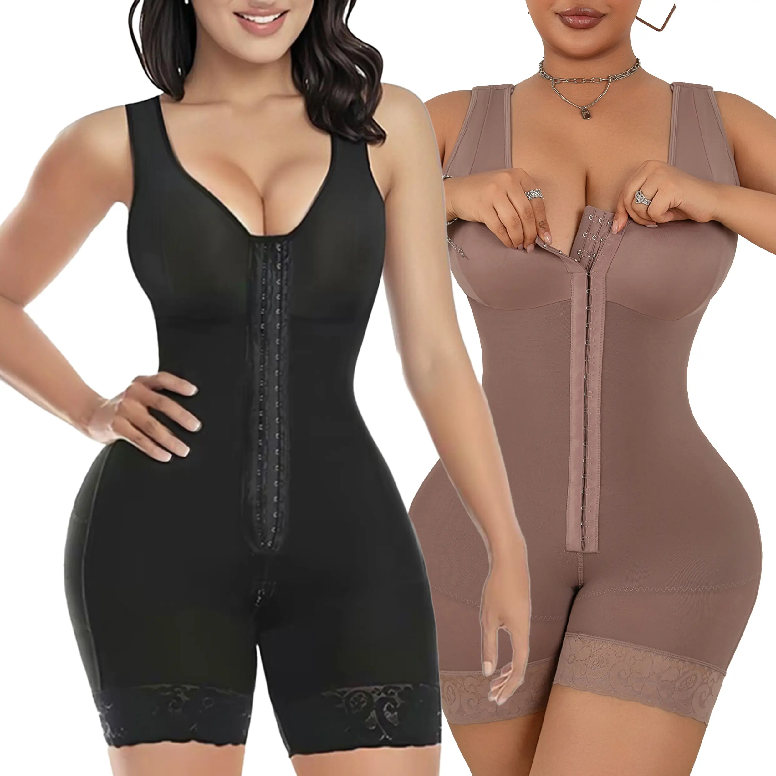 Fajas Colombianas Shapewear for Women Tummy ControlFull Shapewear Butt Lifter with Zipper Crotch WomenswearCompression Sexy Basic Minimalist Comfort BlackrainersHighwaist Girdle Abdominal Belt Vneck comfortable fit bodysuit hook closure