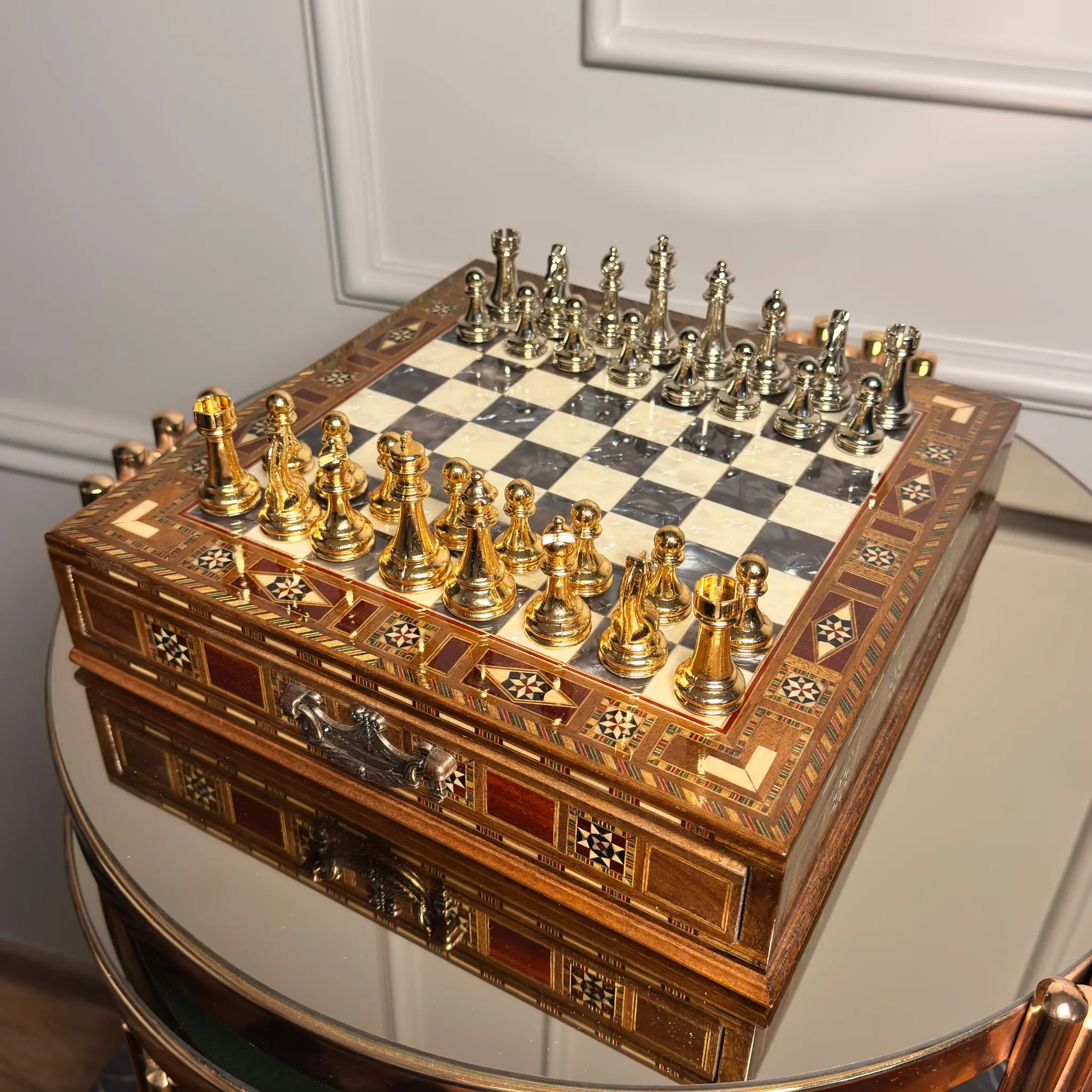 Birthday Gift for Son Custom Chess Set, Handmade Wooden Chess Board Decorative Set, Chess Board Gift for Him Graduation, Gift for Her Chess Game Set Tabletop Chess Board
