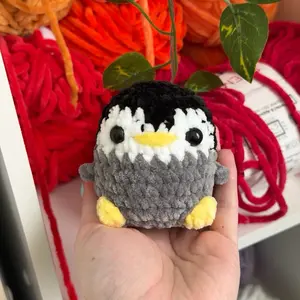 Handmade Crochet Small Black and Grey Penguin