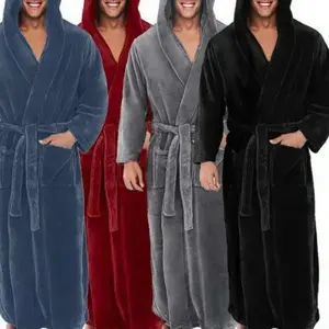 5XL oversized men's bathrobe winter long flannel bathrobe wool kimono night comfortable pajamas men's home wear formal pajamas