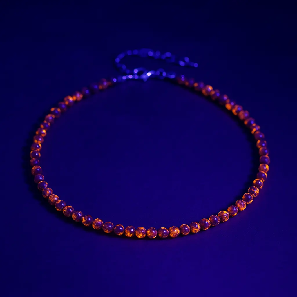 Yooperlite Glow Stone Dainty Choker Necklace, 4mm Fluorescent Beaded Healing Boho Geological Wonder Costume Jewelry, Dainty Necklace