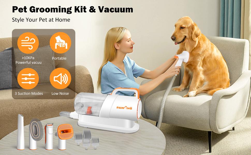 PAWING Pet Grooming Kit with Vacuum, All-in-1 Professional Deshedding Tools for Dogs & Cats - Low Noise Dogs Vacuum Cleaner with 2L Large Capacity Dust Cup for Shedding Pet Hair PAWING Pet Grooming Kit with Vacuum, All-in-1 Professional Deshedding Tools for Dogs & Cats - Low Noise Dogs Vacuum Cleaner with 2L Large Capacity Dust Cup for Shedding Pet Hair