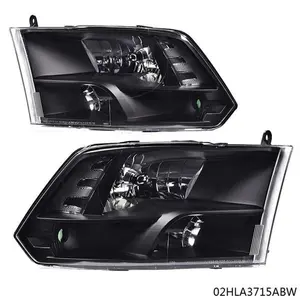 CROSSDESIGN 1Pair Black Housing Corner Headlights Headlamp Fit For 09-12 Ram 1500 2500 3500