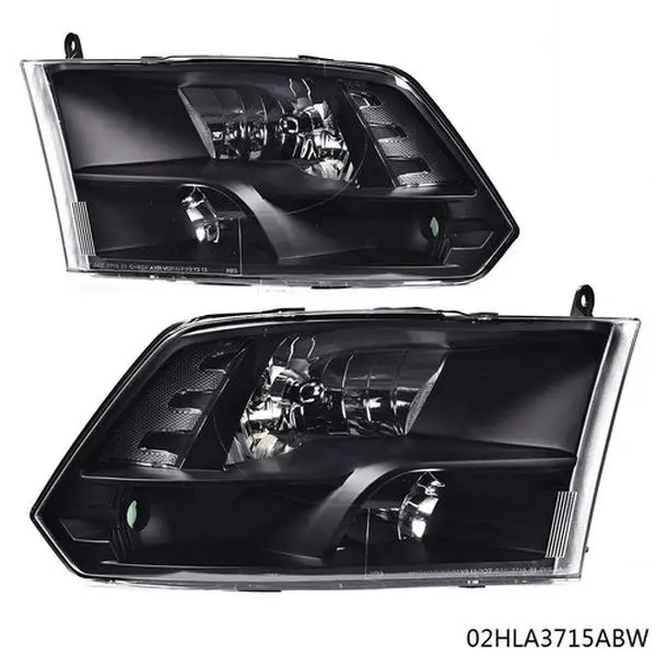 CROSSDESIGN Black Housing Corner Headlight Kit, 1-Pair Replacement Car Lights for 09-12 Ram 1500, 2500, 3500 Truck Exterior Upgrade Accessories, Car Exterior Upgrade
