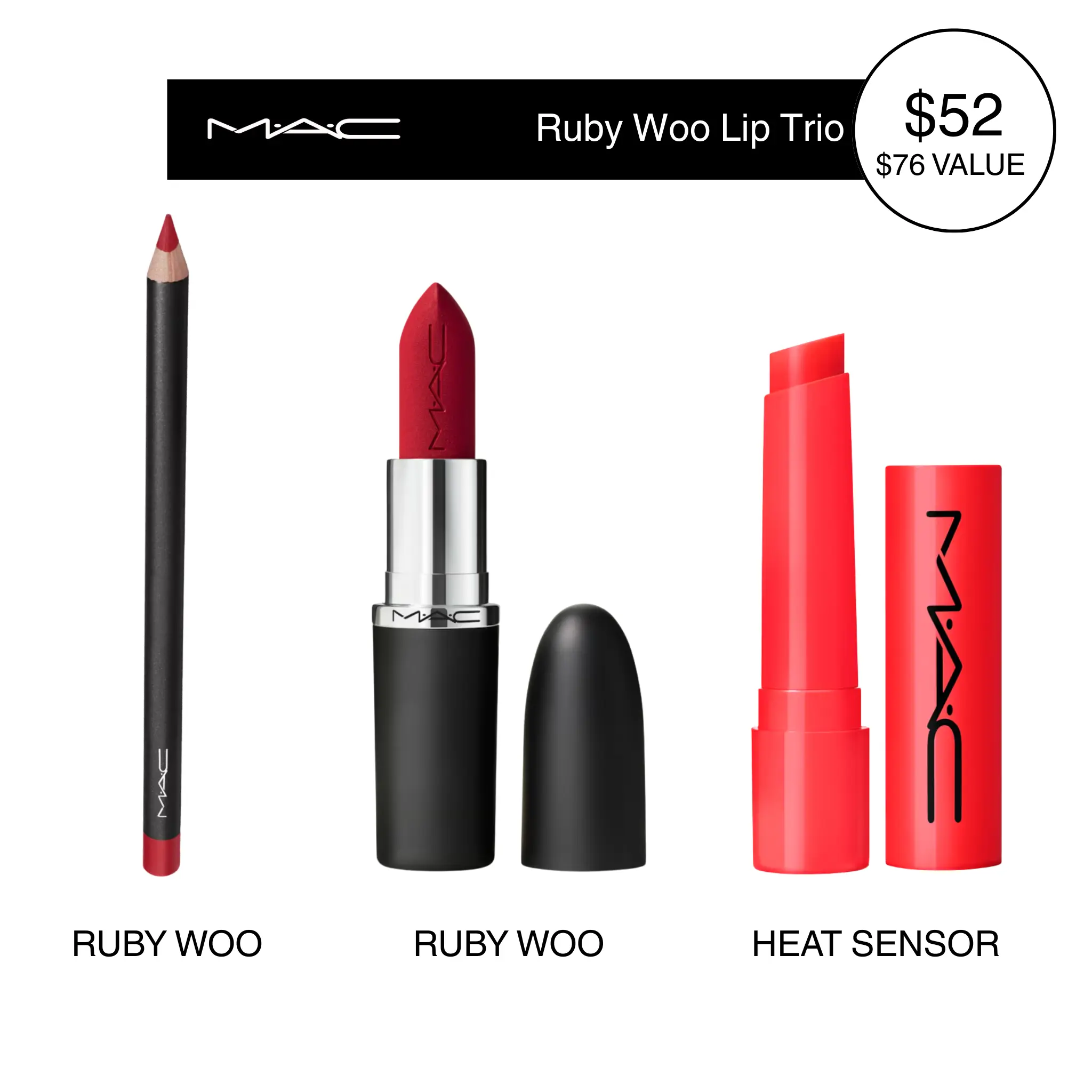 MAC Ruby Woo Lip Trio
