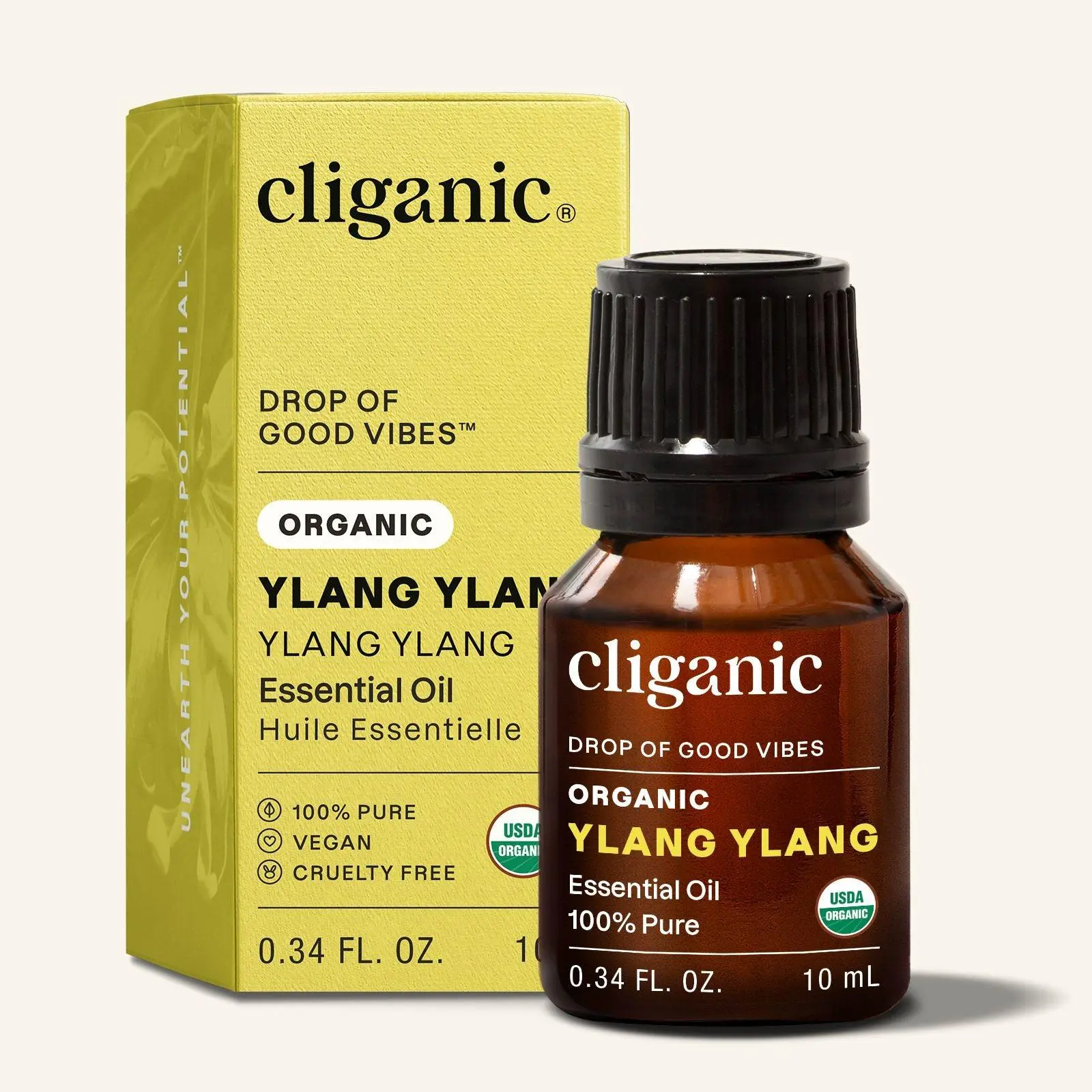 Cliganic Organic Ylang Ylang Essential Oil, 100% Pure Natural for Aromatherapy | Non-GMO Verified (Packaging May Vary)