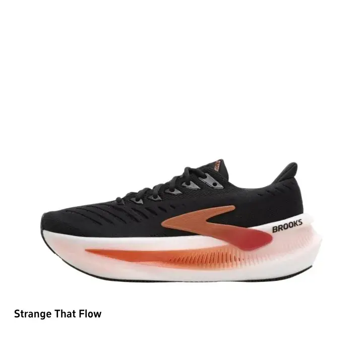 Brand New Sealed Unisex Breathable Textured Knit Mesh Running Sneakers Black White Burnt Orange Red Gradient Ultra Thick Curved Cushion Sole Lightweight Shock Absorbing Marathon Long Distance Jogging Athletic Shoes with Original Shoe Box