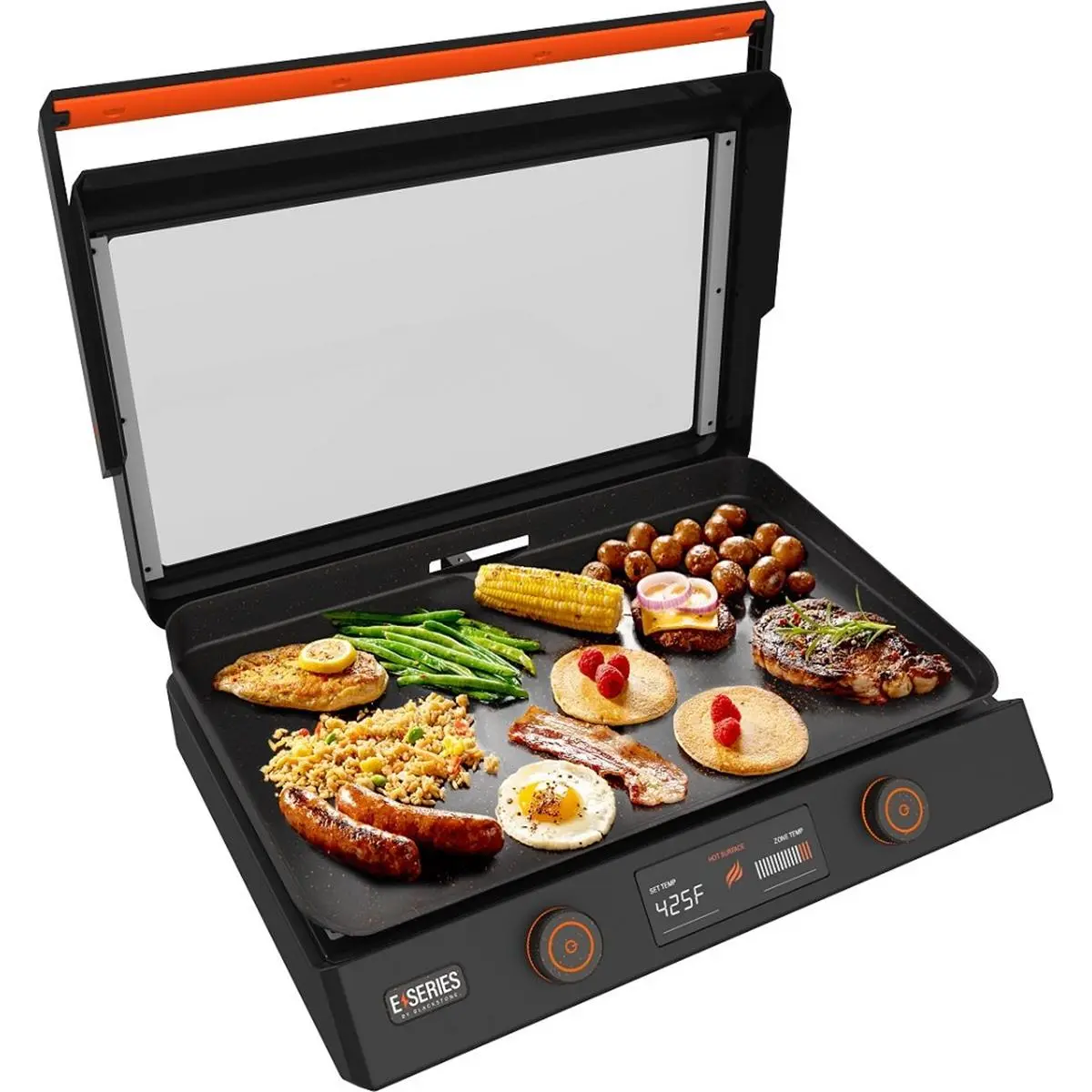 BLACKSTONE 22-Inch E-Series Tabletop Electric Portable Flat-Top Grill Stove, Removable Hood, Ceramic-Titanium Coated Aluminum Plate, 1200W, Elegant and Durable, Gas-Free for Limited Space Apartments, Outdoor Cooking