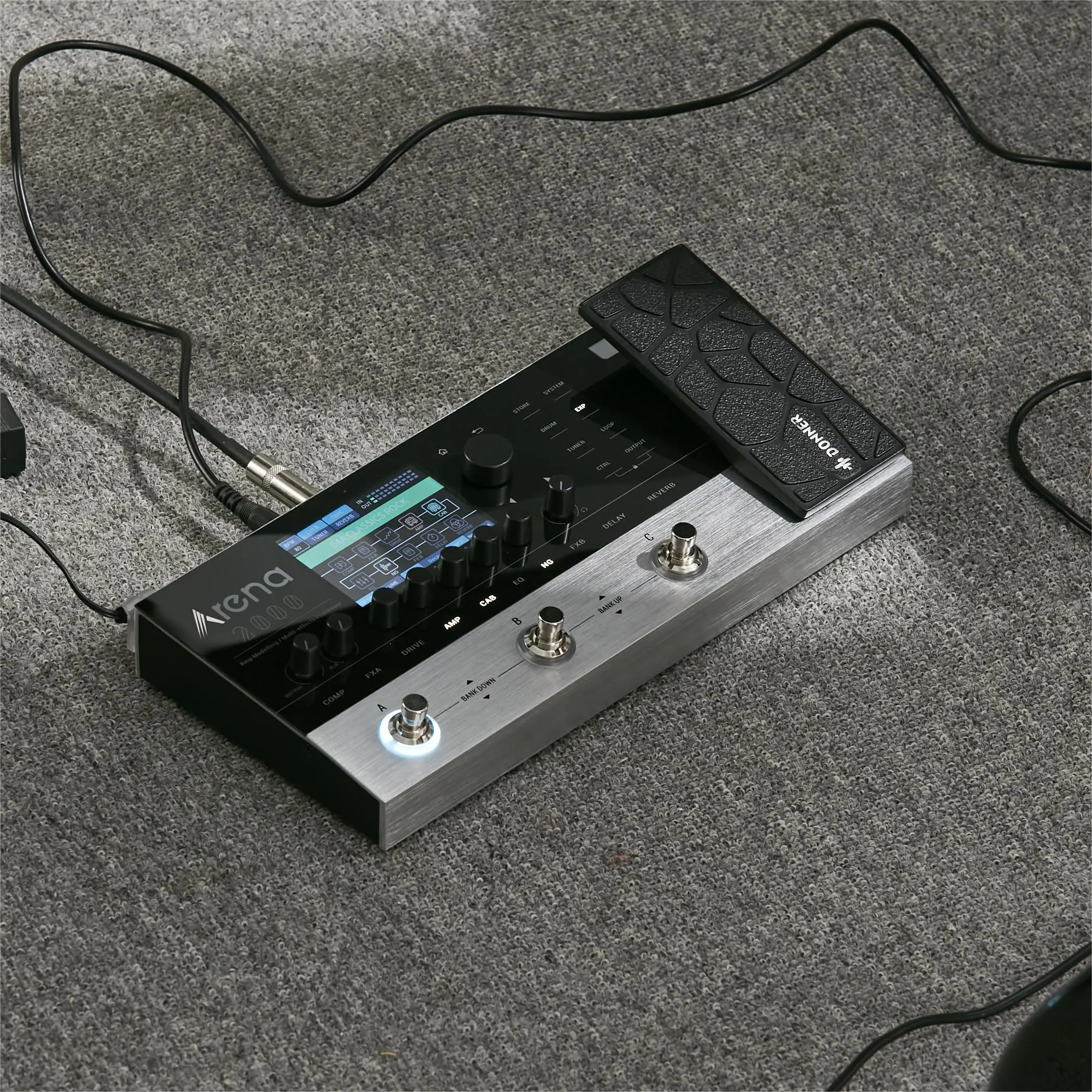 Donner Arena 2000 Compact Multi-Effect Guitar Pedal - AMP Modeling Processor, Guitar Headphone Amplifier, Bluetooth App Edit, Footswitch, Pedal Unit