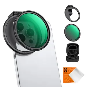 【K&F CONCEPT】Clip On 67mm CPL Magnetic Phone Lens Filter Kit, Phone Clip with Magnetic Adapter Ring/Cold Shoe/Locking Knob, Polarizer Filter for iPhone 16 15 Pro Max 14 13