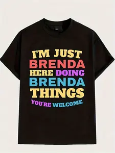 Cotton Funny Im Just Brenda Here Doing Brenda Things Youre Welcome TShirt Unisex Retro Graphic Tee with Humorous Slogan 286 Pure Corrected from Round Neck Short Sleeve Casual Top for Men Women YearRound