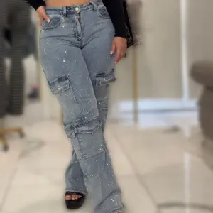 Rhinestone Cargo Jeans