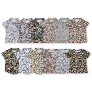 Short sleeves camo printed kids boys summer shirt