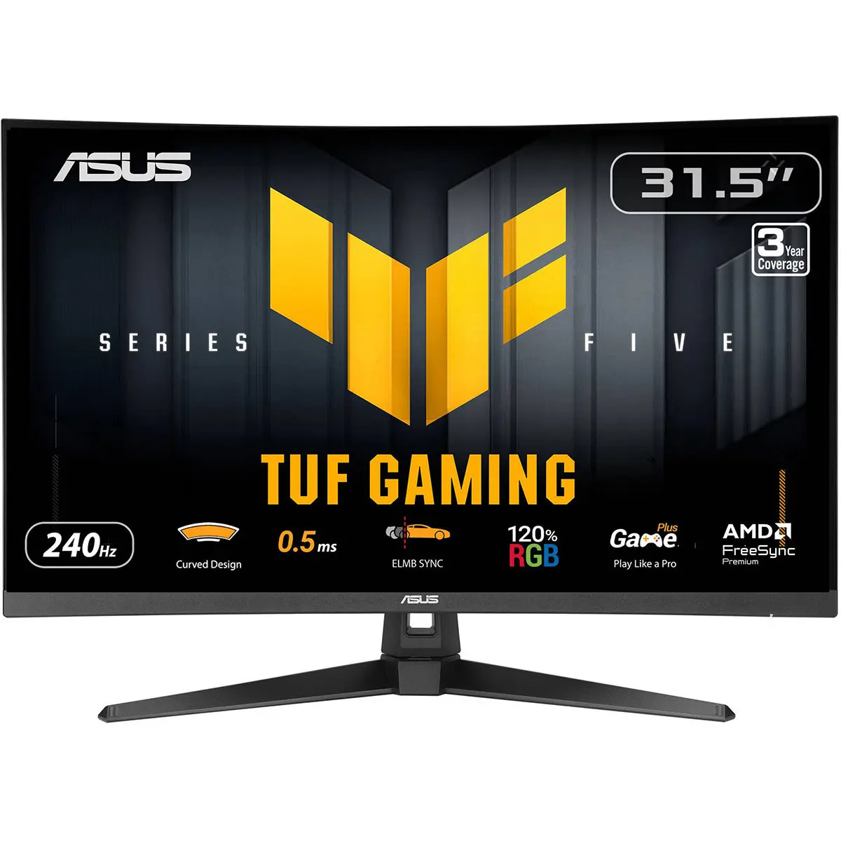 ASUS TUF Gaming VG32VQM5AZ 31.5" Curved Screen Gaming Monitor - 16:9 Aspect Ratio, 1920x1080 Full HD, 240Hz Refresh Rate, VA Panel, Fast LED HDR, Gaming-Focused Display
