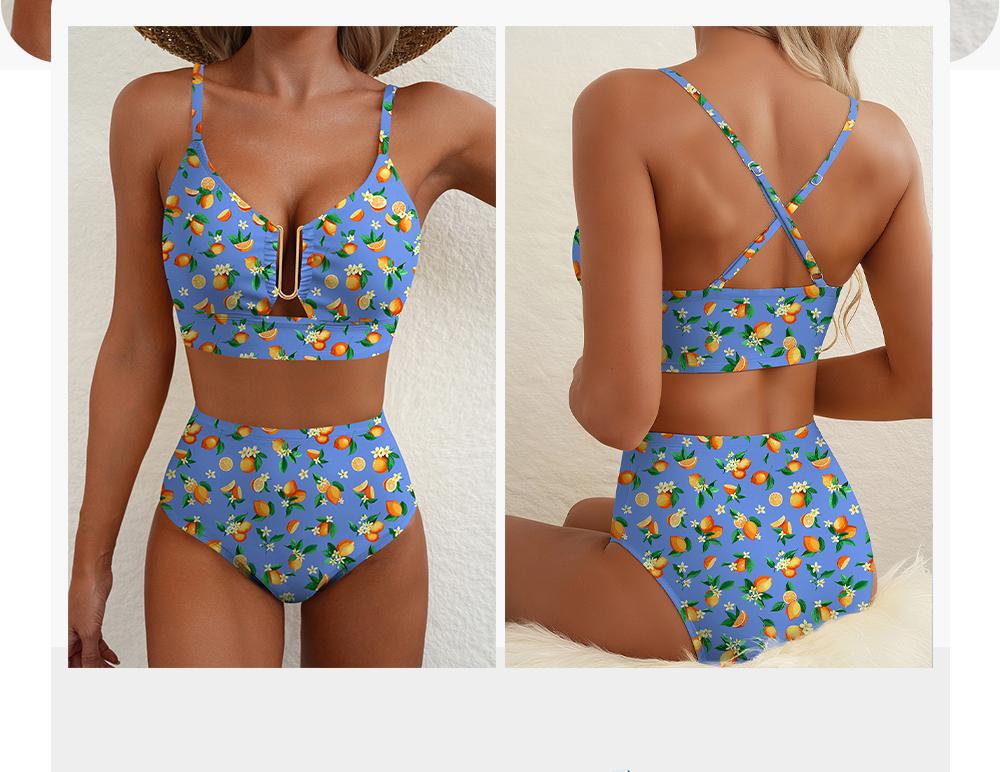 Floral High Waisted Bikini Set for Women – Sexy Two Piece Removable Pad Swimsuit with V Neck Adjustable Straps & Tummy Control Swimwear Swimming Beach SwimWeek Vacationoutfits Summerstyle