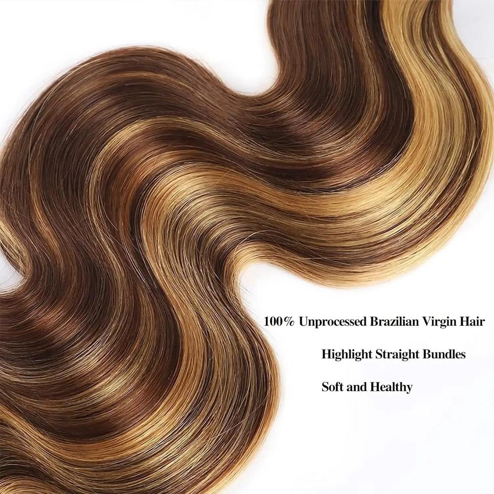 P4/27 Body Wave Bundles Human Hair Ombre Brown Highlight Human Hair Bundles for Sew In Colored Quick Weave HairStyles SpringStatements P4/27 Body Wave Bundles Human Hair Ombre Brown Highlight Human Hair Bundles for Sew In Colored Quick Weave HairStyles SpringStatements