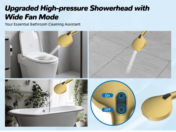 Hibbent cUPC Certified 13'' Shower Head Combo, High Pressure 5 Spray Rainfall Showerhead, 10 Spray Handheld, All Metal Easy Reach 4-way Diverter Arm with Pause Mode, 71'' Hose and Holder, Brushed Gold