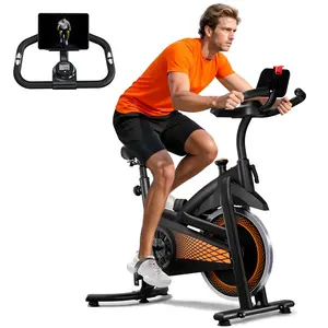 【SAVEYOUR】 Indoor Cycling Bike Stationary - Quiet Belt Drive Exercise Bike with LCD Monitor, iPad Holder, and 3-Way Adjustable Handlebars for Cardio Workouts at Home