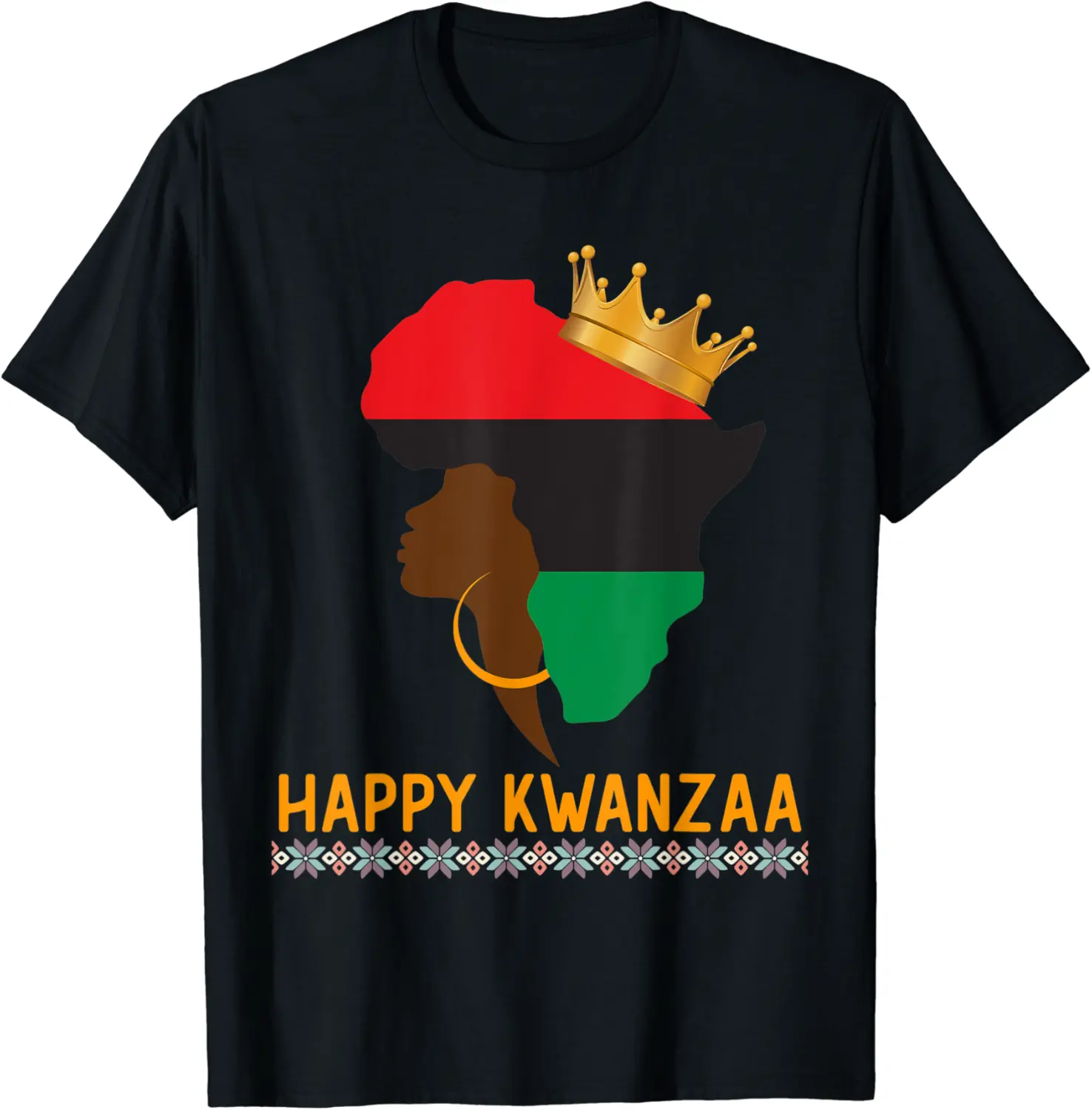 Happy Kwanzaa African Black Woman Queen Gold Crown T-Shirt - Nestorporas Shop 31B09N14FZDZ