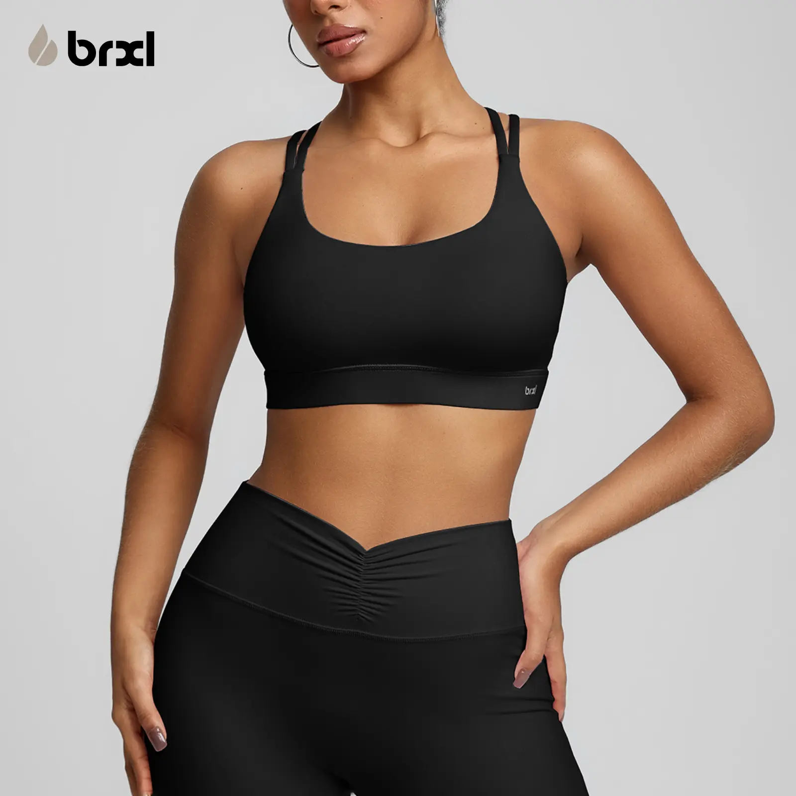 BRXL Women's Push-Up Activewear Sports Bra - Gym Workout Apparel, Gym Clothes Women, Light Impact, Sewn-In Pads, Adjustable Criss-Cross Back & Chest Strap, for Yoga