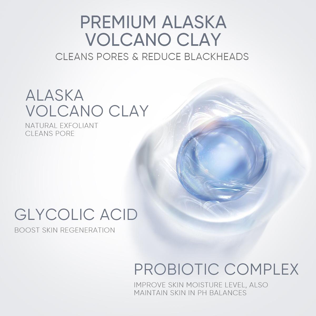 SKINTIFIC Alaska Volcano Pore Clay Stick Cleansing Blackhead Remover Face Mask Stick with Natural Clay Gentle Exfoliating Smoothing Skin Non-Drying Skincare