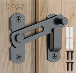2PCS Barn Door Lock, 180 Degree Flip Sliding Barn Door Latches, Gate Latch for Barn Door, Sliding Door, Pet Door, Garage, Bathroom, Window, Outdoor(Black)