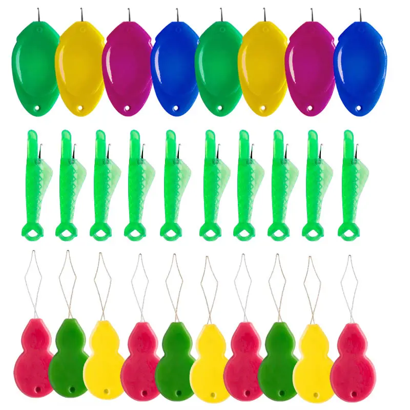 Needle Threaders Kit – 30 PCS Random Color Needle Threader for Hand Sewing,Needle Threader for Sewing Machine & Embroidery Floss,Automatic Fish Mouth Needle Threader