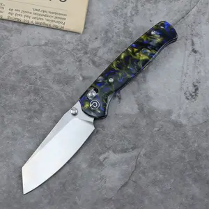 DEFCON Knives ARTIFACT Acrylic Resin Handle Axis Lock Pocket Knife with Sandvik 14C28N Blade