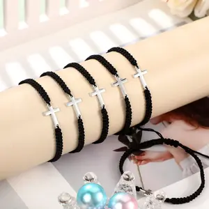 Lpxpass Cross Bracelets Faith Hope Love Adjustable Nylon Rope Bracelet with Silver Cross Charm Religious Gifts for Men Women Girls Boys Classic Stylish Design
