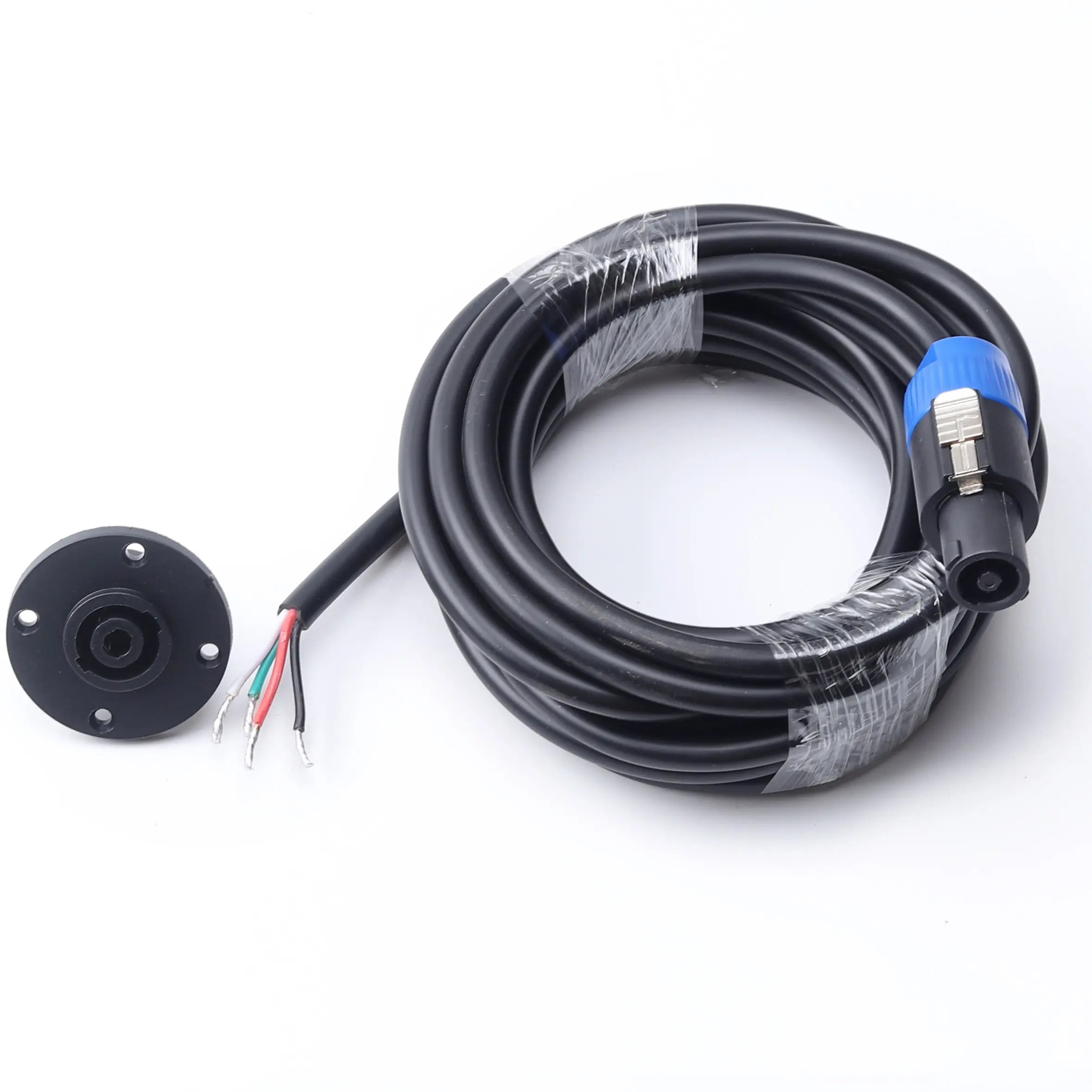 15FT 4-Channel 4-Wire Design Speakon Cable, Churchero Audio Equipment Accessories for Audio Solutions, Connecting Loudspeaker Boxes, Mids and Tweeters with Secure Socket
