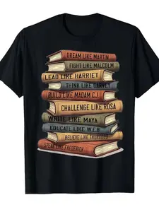 Black Leaders African American Teachers T-Shirt - Vintage Inspirational Graphic Tee with MLK, Rosa Parks, Harriet Tubman & Maya Angelou Quotes - Unisex Streetwear Shirt for Educators, History & Literature Fans