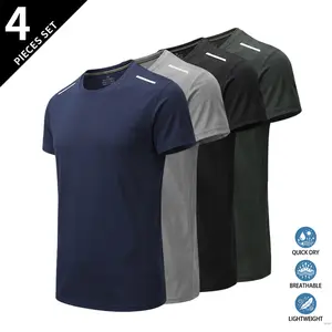 Men’s 4-Pack Lightweight Breathable Crew Neck T-Shirts, Opaque Fabric, Summer Essential, Casual Style, Suitable for Outdoor Activities