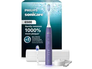 Philips Sonicare 6500 Series Electric Toothbrush - Next-Generation Sonicare Technology, Pressure Sensor, 9 Brushing Settings, SmarTimer, BrushPacer, 21-Day Runtime, Travel Case, Purple, HX7417/05