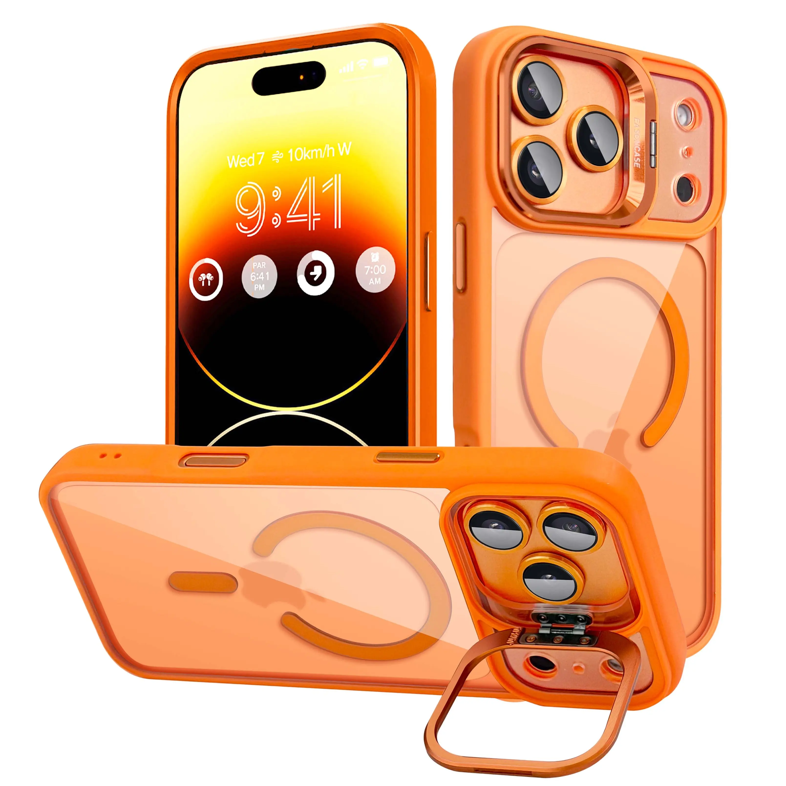 Shockproof Camera Lens Protectors & Stand Protective Phone Case For iPhone 17 Pro Max cases  16 15 14 13 12 Pro, MagSafe Durable Wireless Magnetic