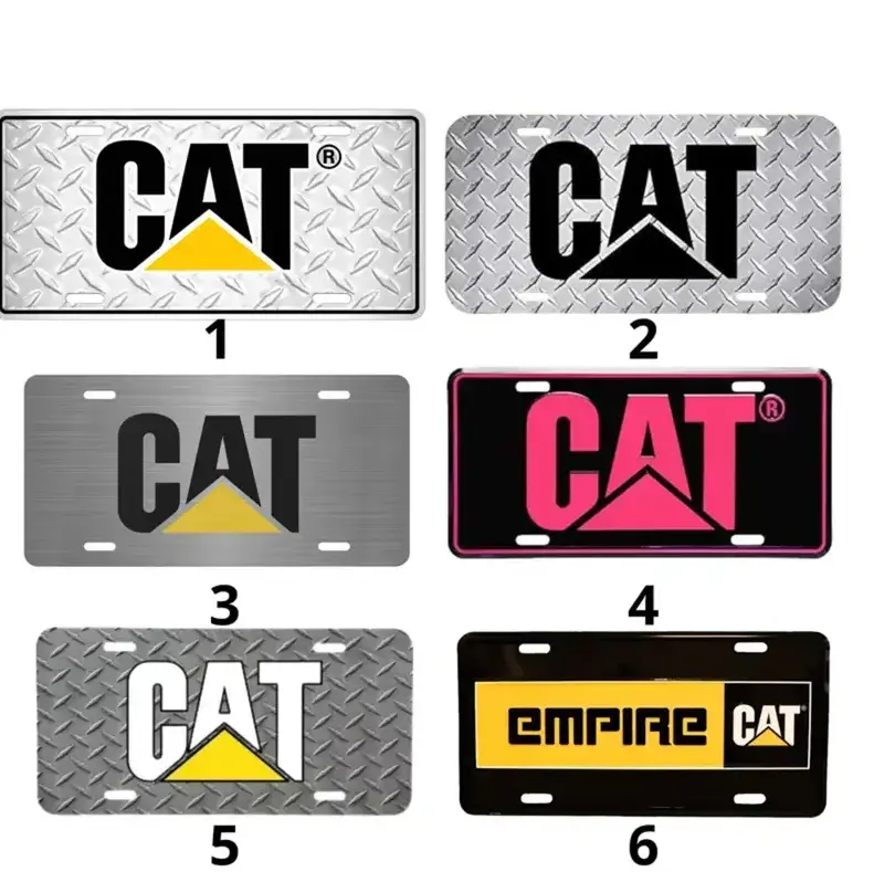 [SALE 50%] 2D Flat CAT Caterpillar Aluminum Diamond License Plate Car Accessory, License Plate, Vehicle Decor Gift