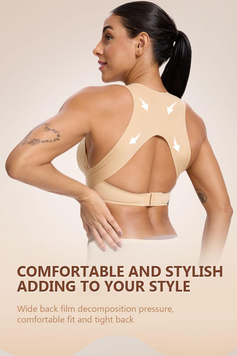 【Postural correction】Women's Wireless Full Coverage Sports Bra - Soft Breathable, Non-Removable Moulded Cups | Beige Yoga Gym Activewear for Daily & Fitness Use