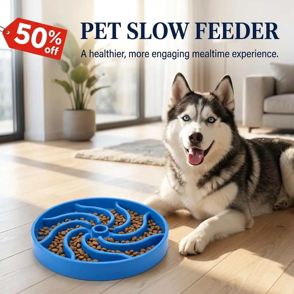 Interactive Silicone Puzzle Slow Feeder Bowl - Anti-Gulping Non-Slip Dog & Cat Feeder Bowl for Healthy Digestion & Safe Eating