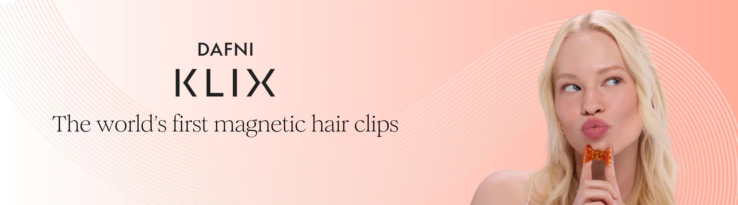 DAFNI KLIX Magnetic Hair Clips Set of 2 - The Icon Sandstone - Magnetic Hair Accessories with Seamless Connection with Exclusive Sticky Pad for Mirrors - Strong Magnetic Hold No Slipping - Flat Hair Clips